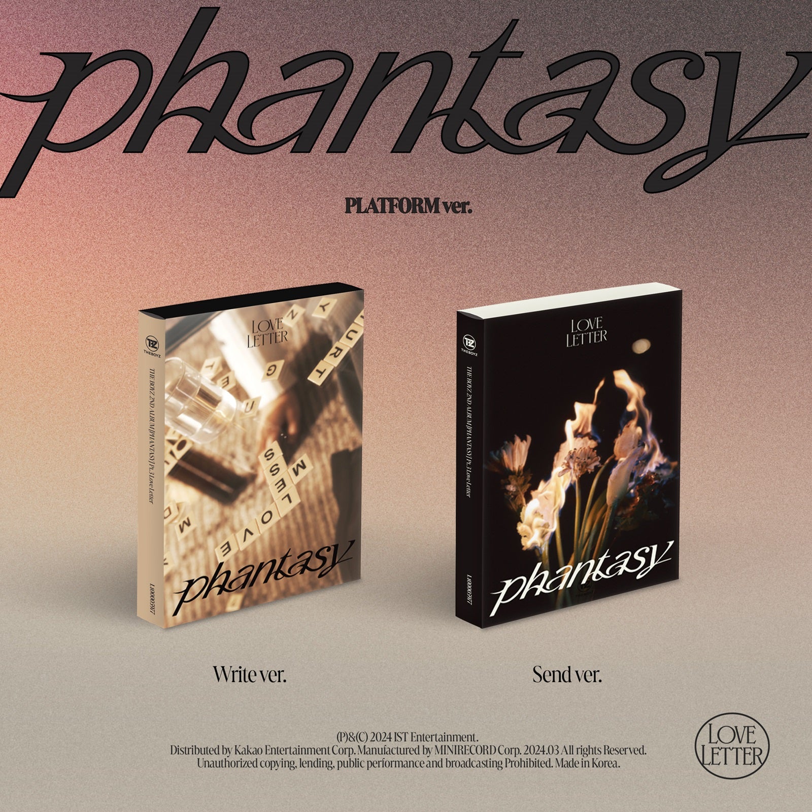 THE BOYZ - 2ND ALBUM [PHANTASY_Pt.3 Love Letter] PLATFORM Ver. Kpop Album - Kpop Wholesale | Seoufly