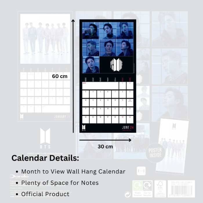 BTS - OFFICIAL BTS 2024 SQUARE CALENDAR Collectable - Kpop Wholesale | Seoufly